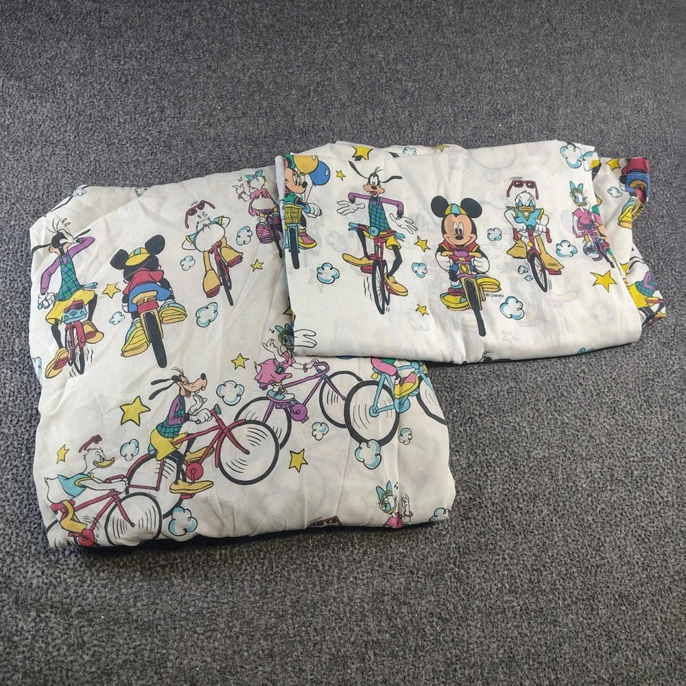 Disney Bedding Set Kids Twin White Mickey Mouse Donald Duck Goofy Vintage 90s